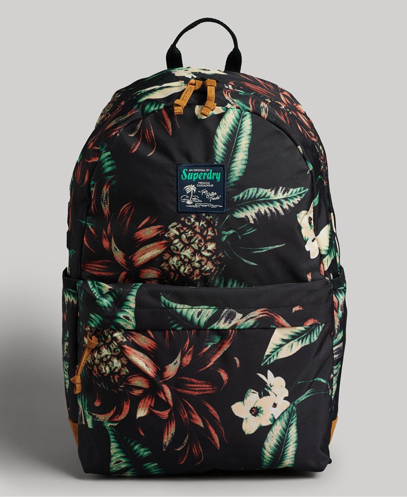 mochila montana estampada com abacaxi preto aop.
