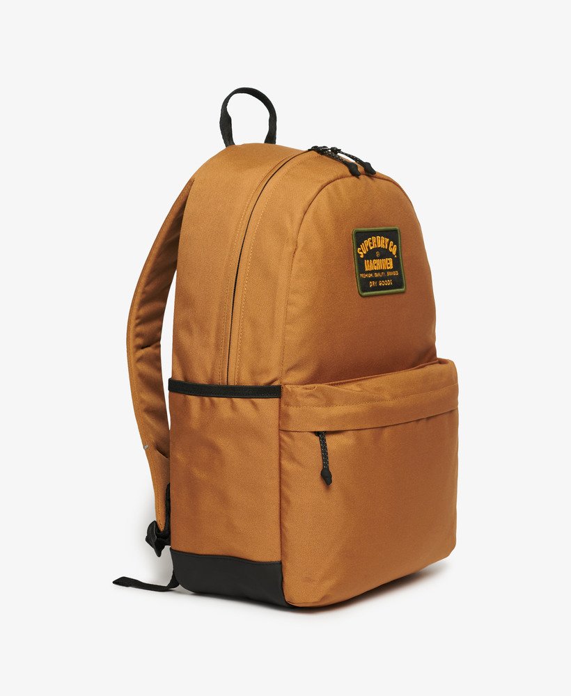 mochila patch montana em denim co marrom tabaco