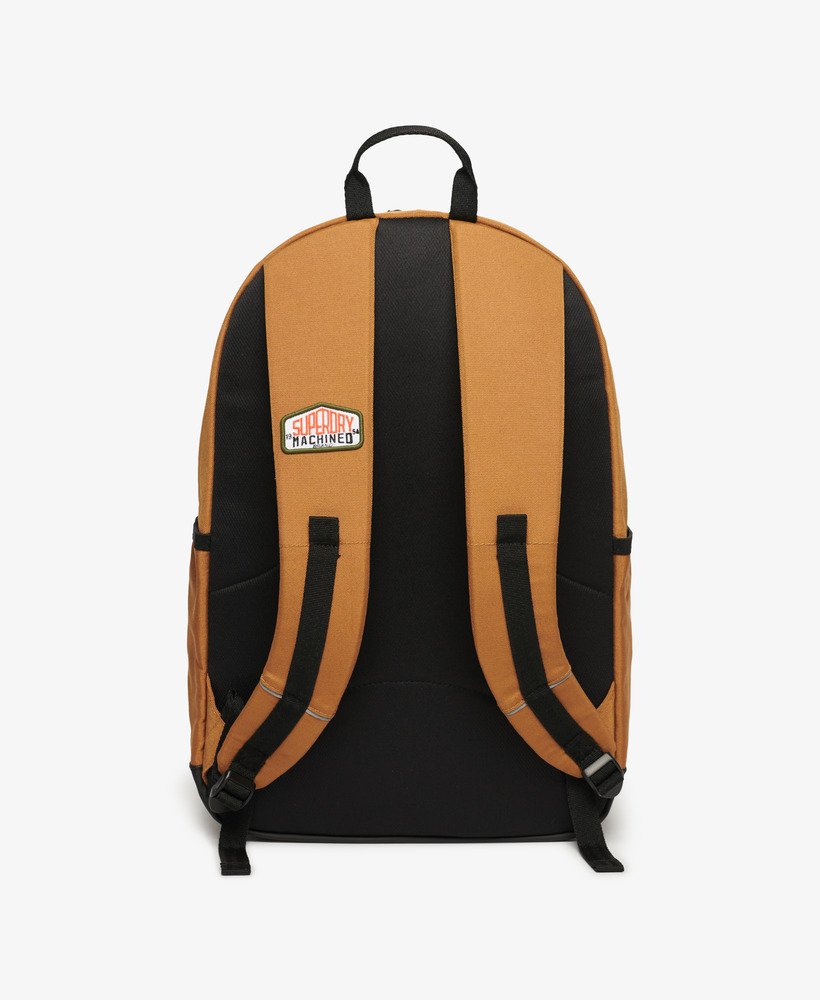 mochila patch montana em denim co marrom tabaco