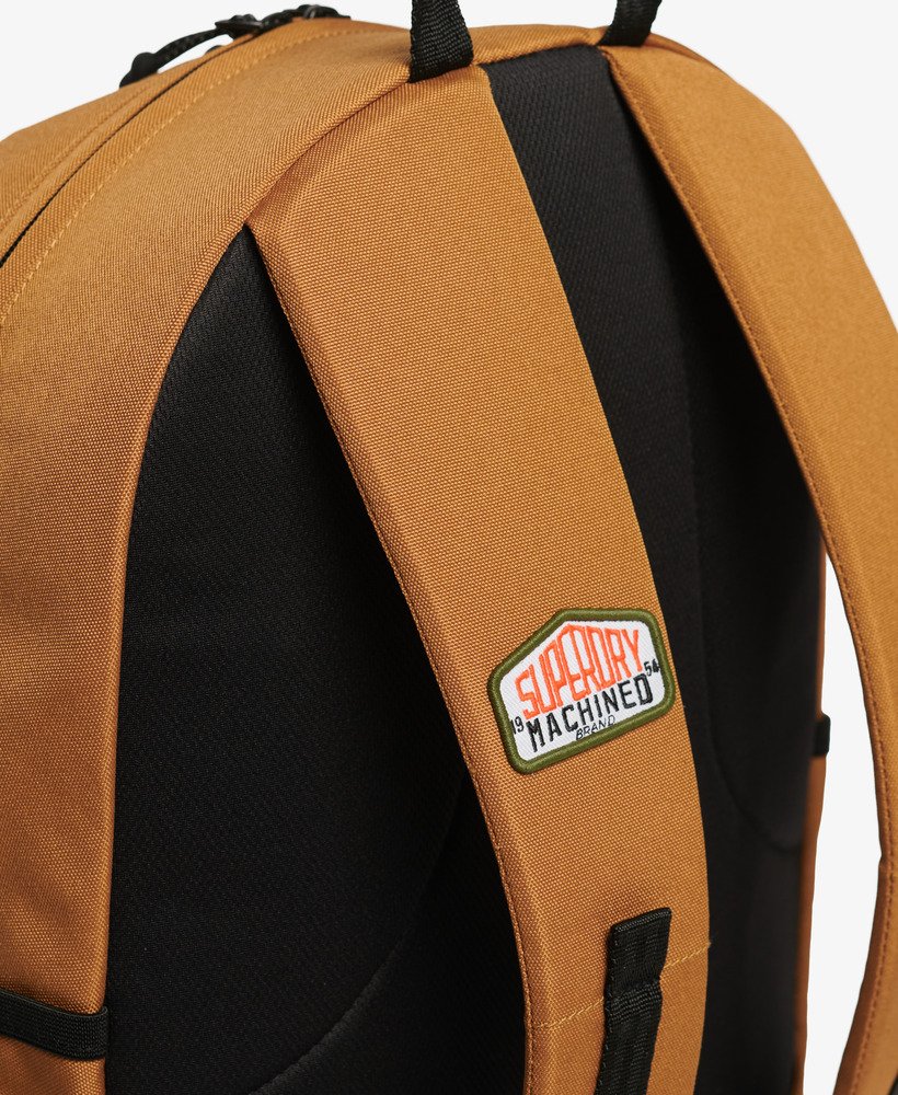 mochila patch montana em denim co marrom tabaco
