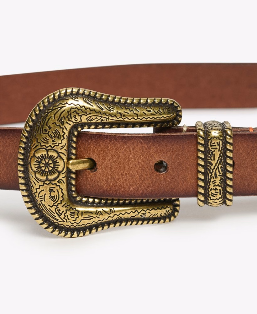 Cinto fino de couro estilo western