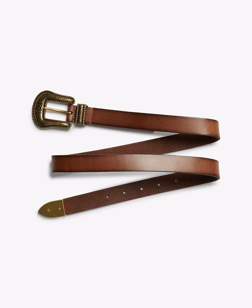 Cinto fino de couro estilo western