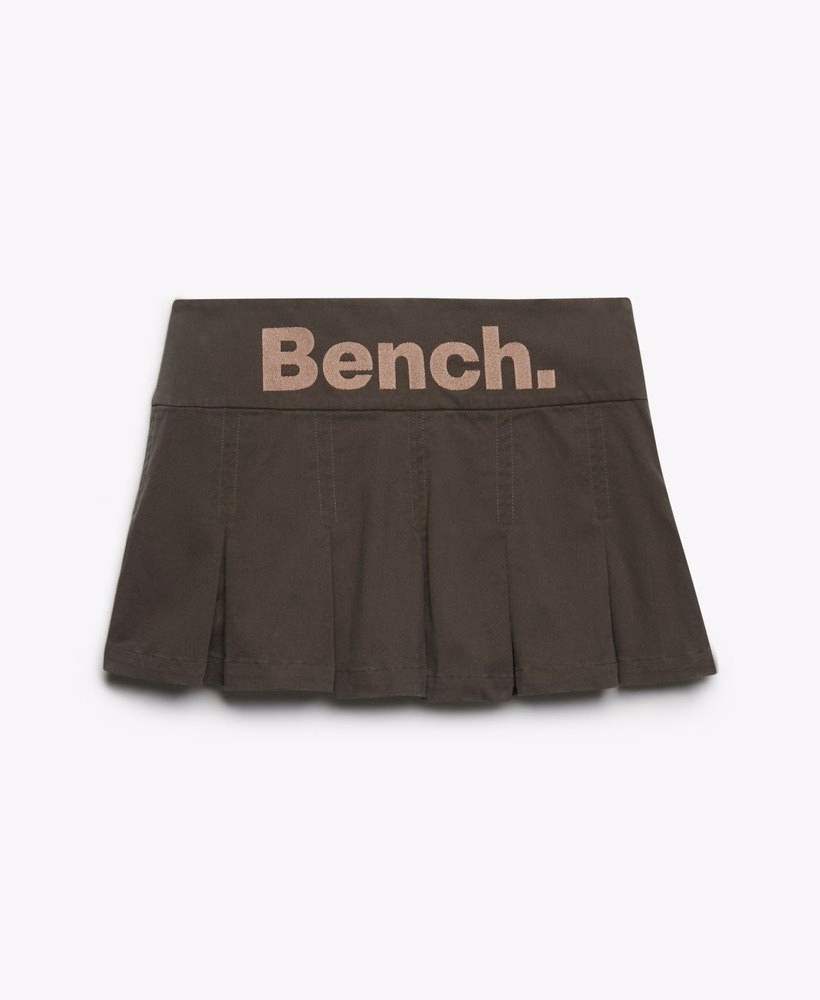 Minissaia plissada de sarja com o logotipo da Bench