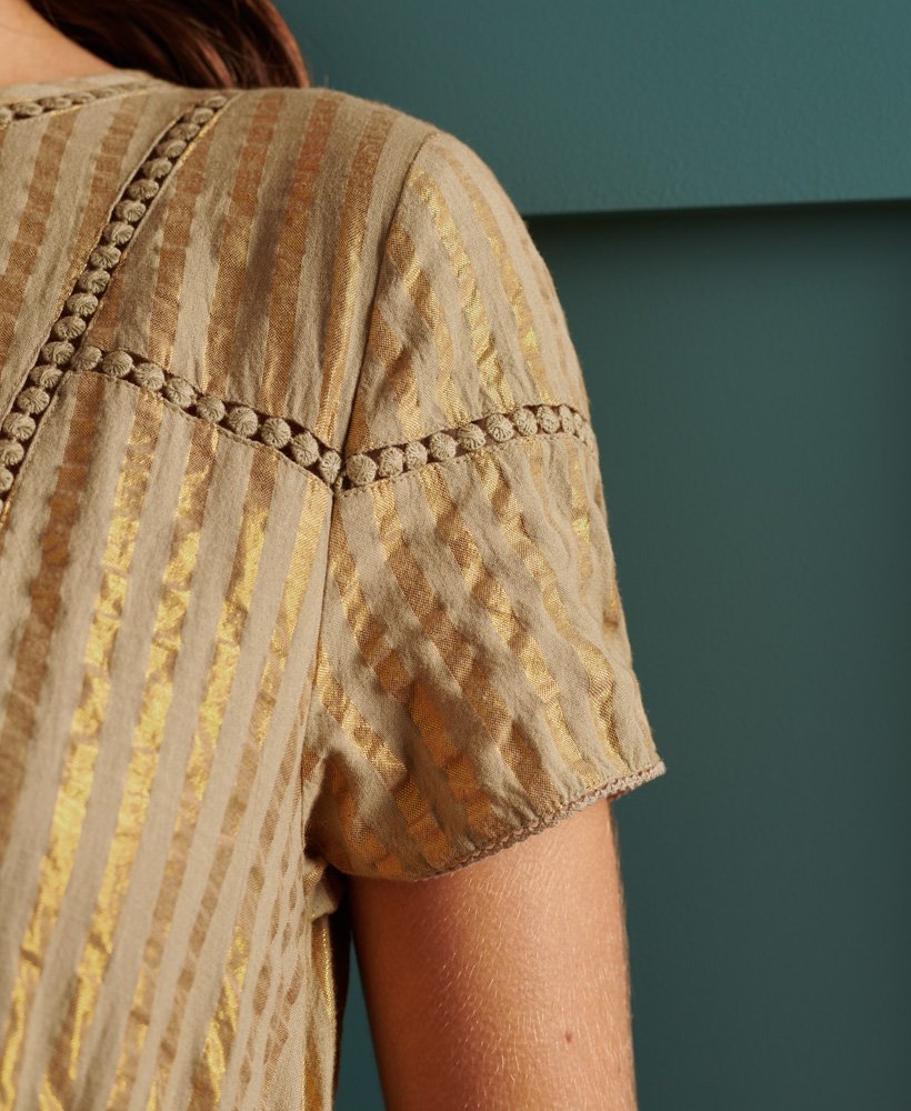 vestido midi metálico seco de edição limitada em dourado metálico
