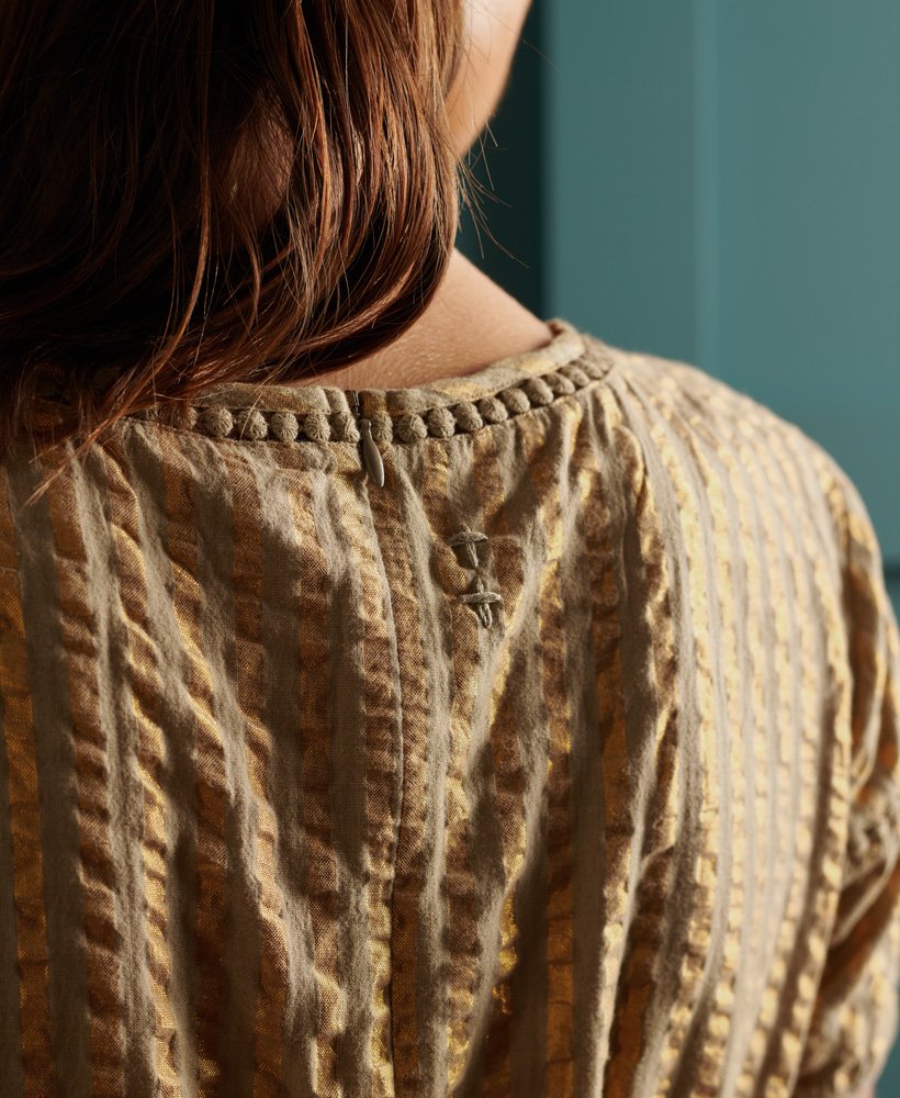 vestido midi metálico seco de edição limitada em dourado metálico