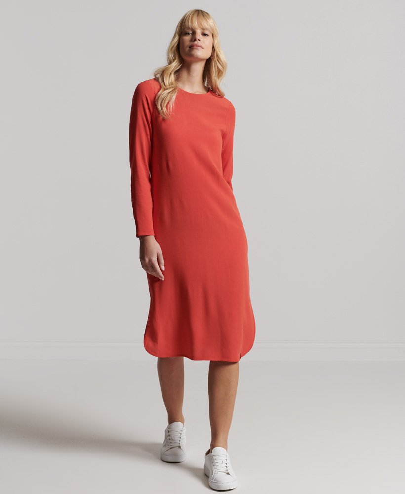 vestido midi de manga comprida studios na cor purê de abóbora