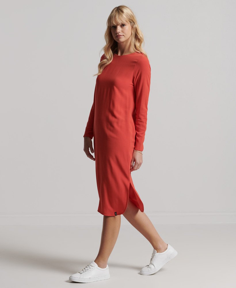 vestido midi de manga comprida studios na cor purê de abóbora