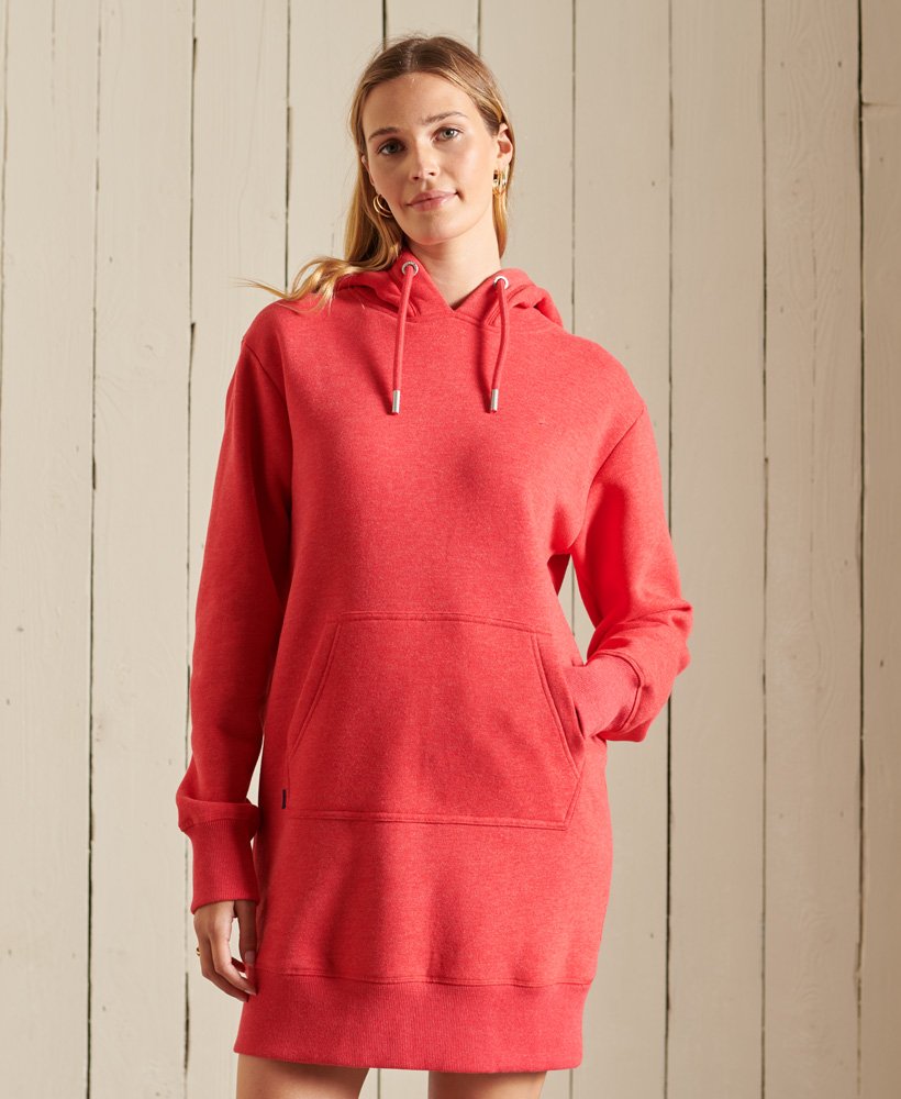 vestido com capuz bordado com logo vintage na cor papaya mescla