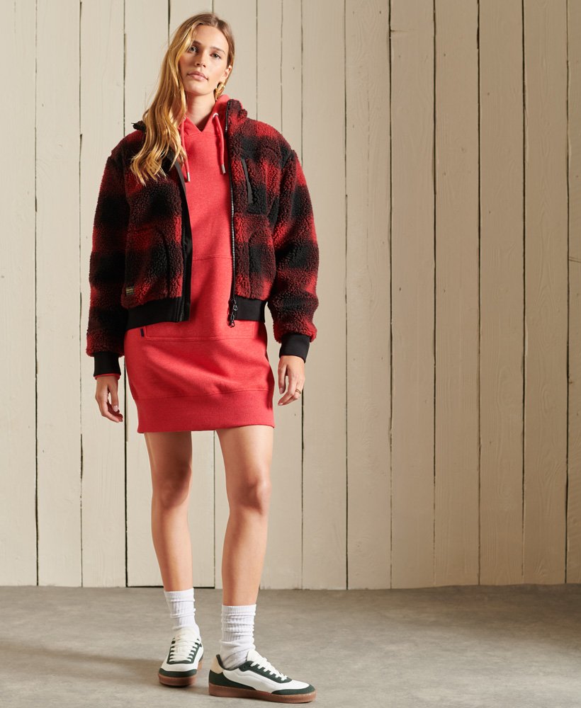 vestido com capuz bordado com logo vintage na cor papaya mescla
