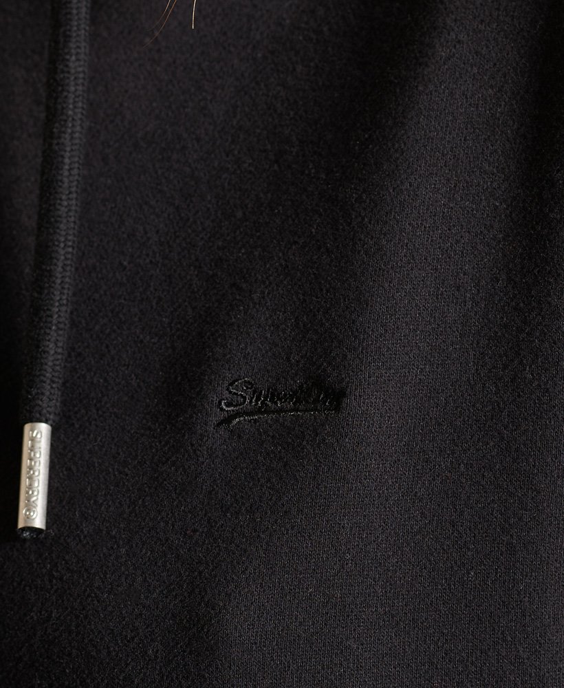vestido com capuz bordado com logo vintage na cor preta.