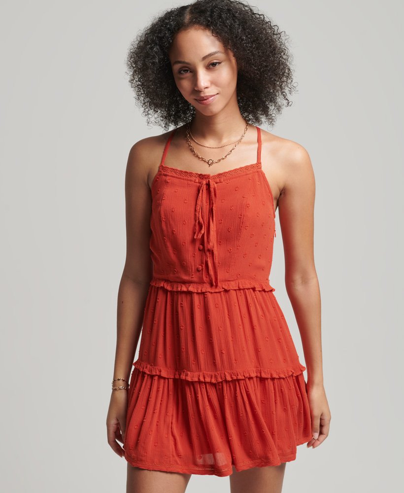 vestido camisola vintage com bordado inglês em vermelho estilo americano