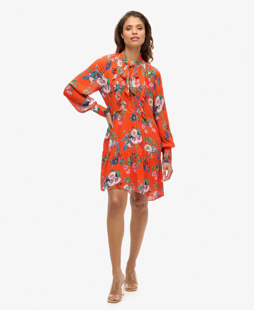 vestido curto studios off duty em estampa floral vibrante vermelha.
