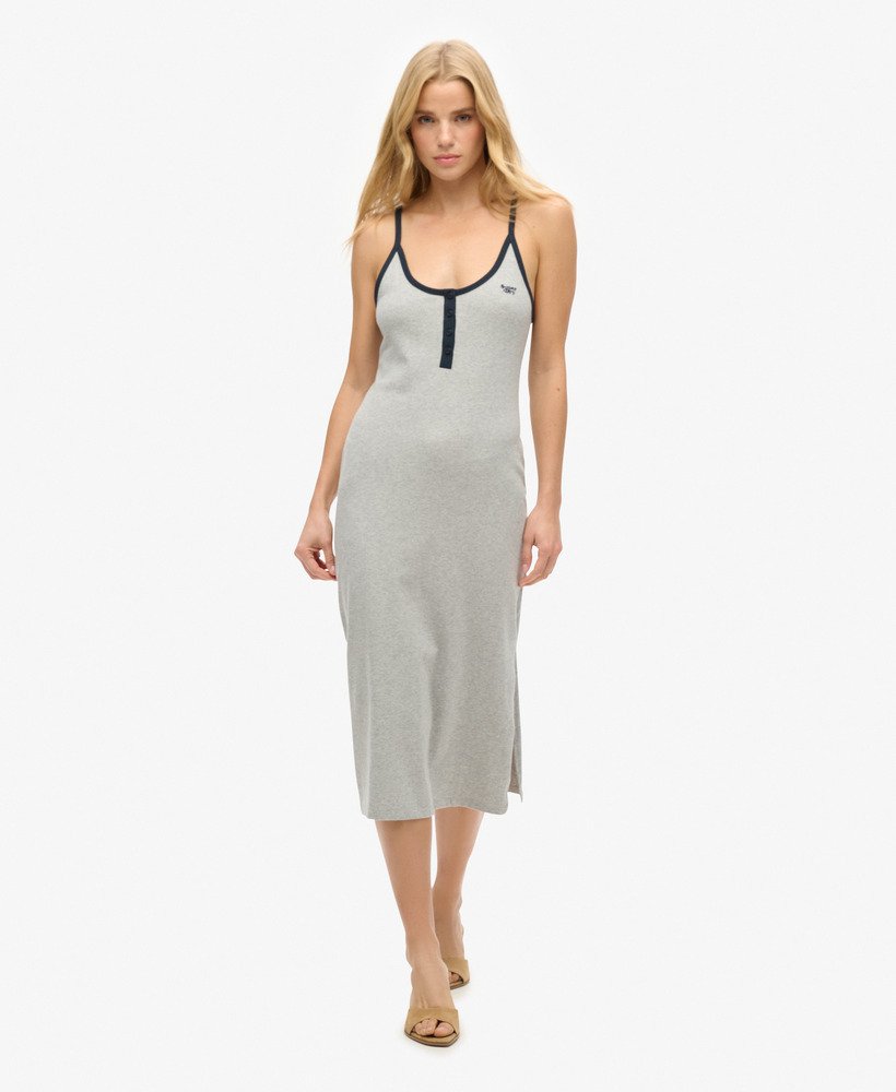 vestido midi vintage estilo slip em cinza mesclado