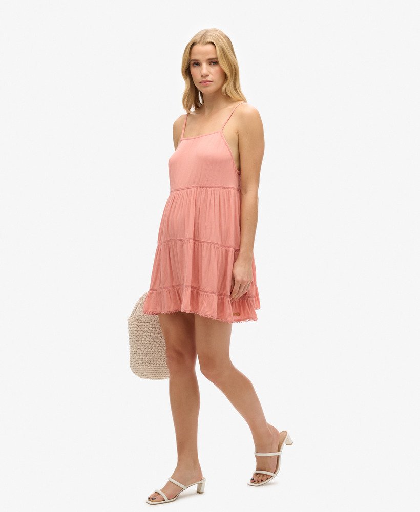vestido curto de praia estilo camisola na cor rosa areia do deserto