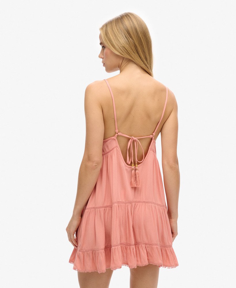 vestido curto de praia estilo camisola na cor rosa areia do deserto