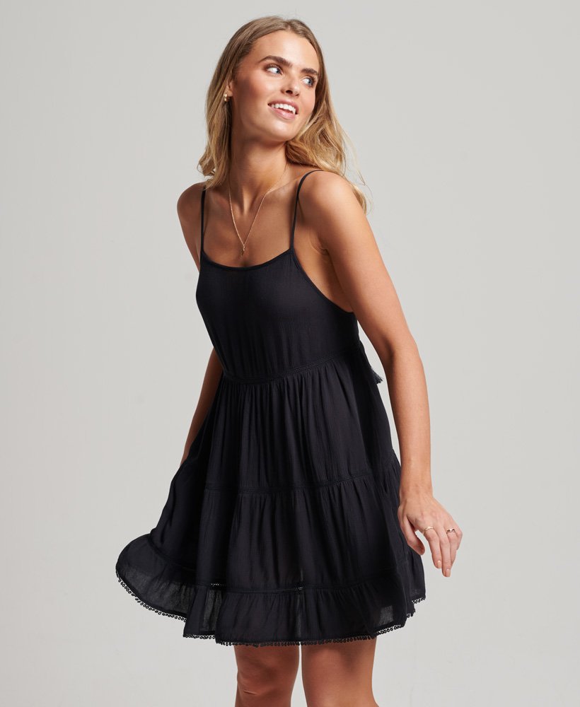 vestido curto de praia estilo camisola na cor azul-marinho eclipse.