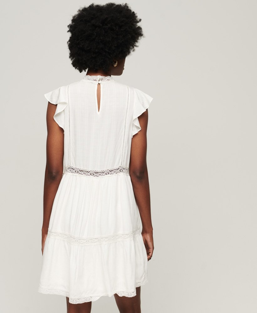 vestido studios lace mix na cor new chalk