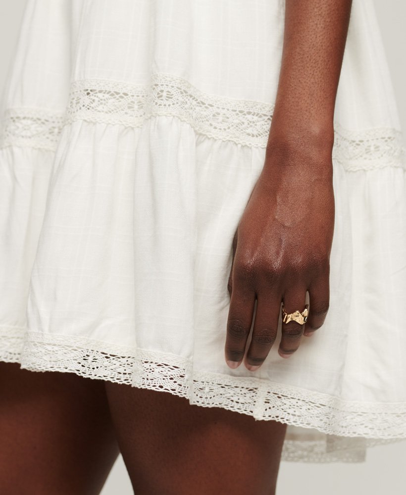 vestido studios lace mix na cor new chalk