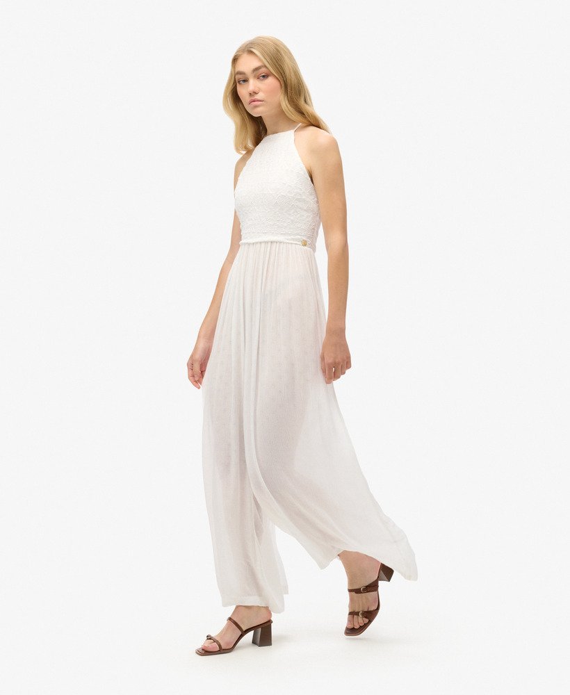 macacão bordado em branco off-white