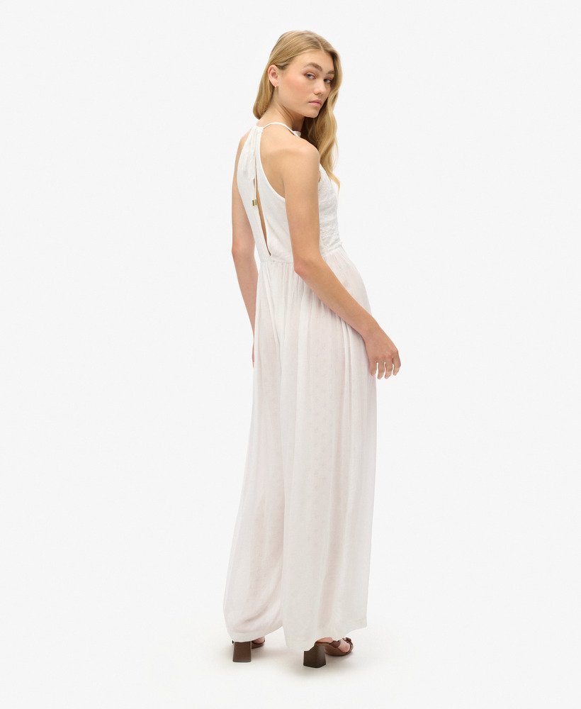 macacão bordado em branco off-white
