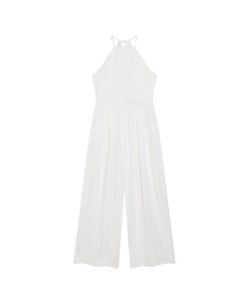 macacão bordado em branco off-white