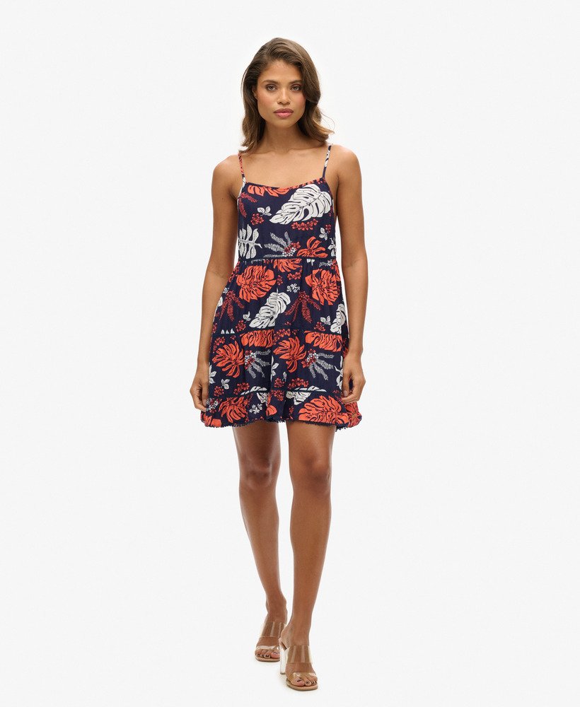 vestido curto de praia estilo camisola na cor azul marinho havaiano