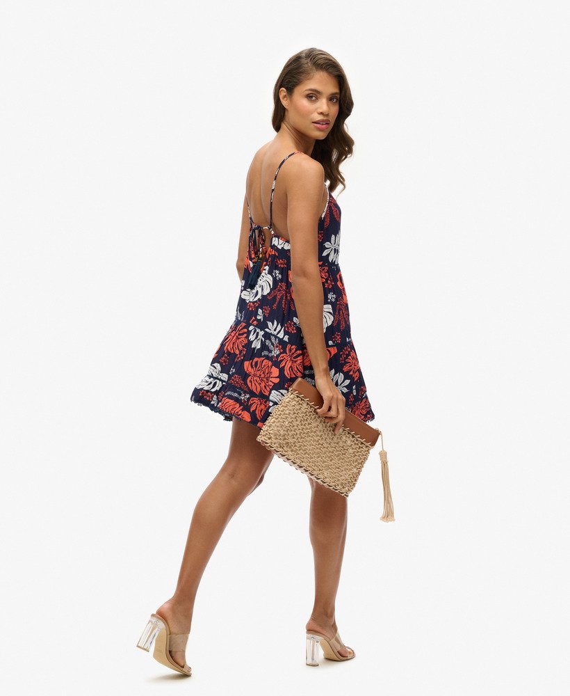 vestido curto de praia estilo camisola na cor azul marinho havaiano