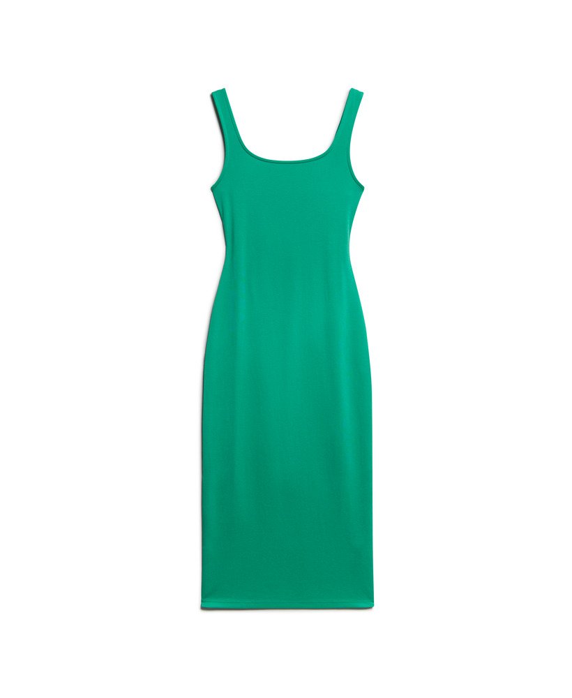 vestido midi de malha com decote quadrado na cor greenlake