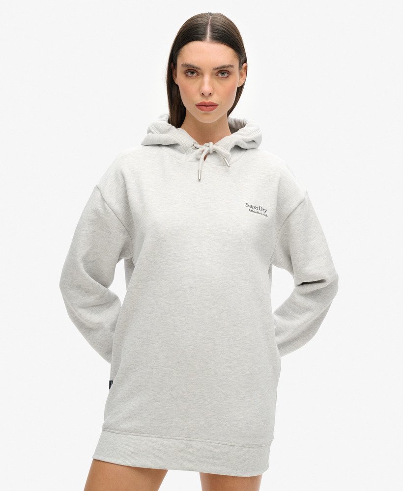 vestido essencial com capuz na cor cinza mesclado glaciar