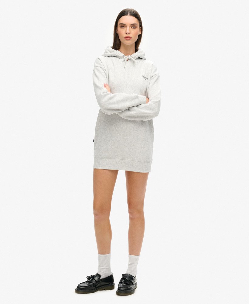 vestido essencial com capuz na cor cinza mesclado glaciar