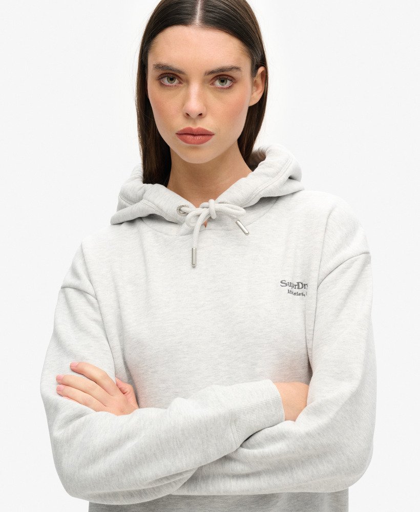 vestido essencial com capuz na cor cinza mesclado glaciar