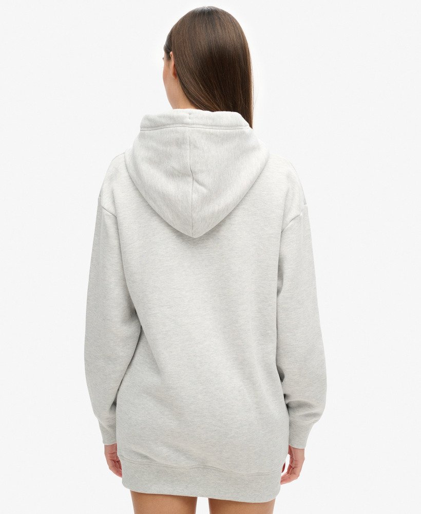 vestido essencial com capuz na cor cinza mesclado glaciar