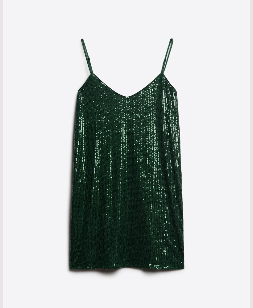 vestido curto de alcinha com lantejoulas em verde festa.