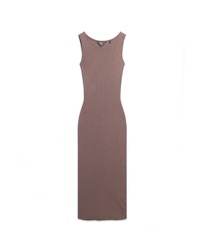 vestido midi de malha sem costas na cor marrom ferro