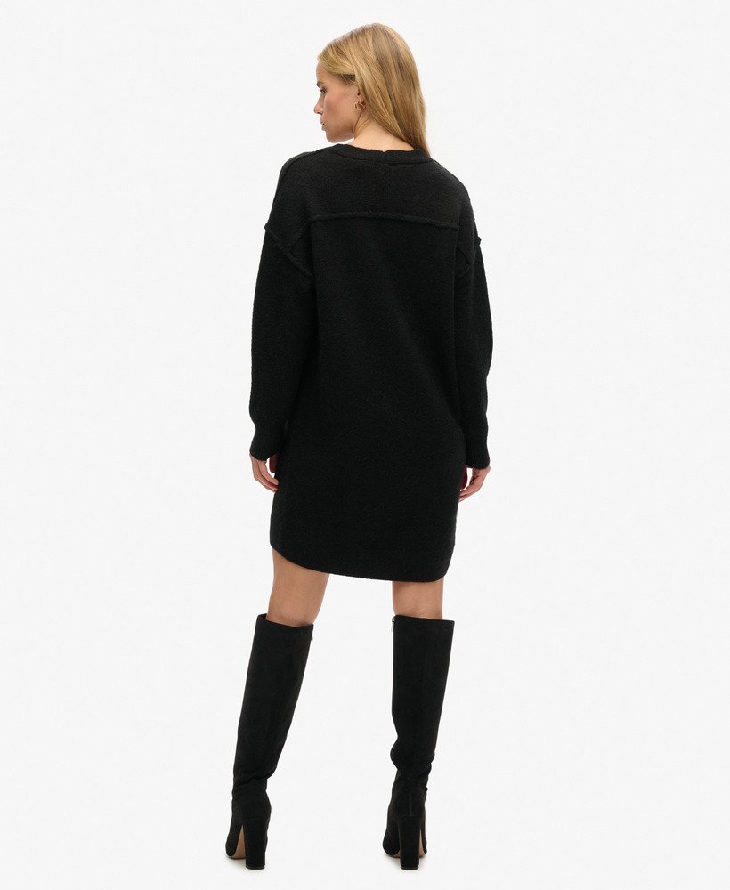 vestido de malha com decote em v na cor preta