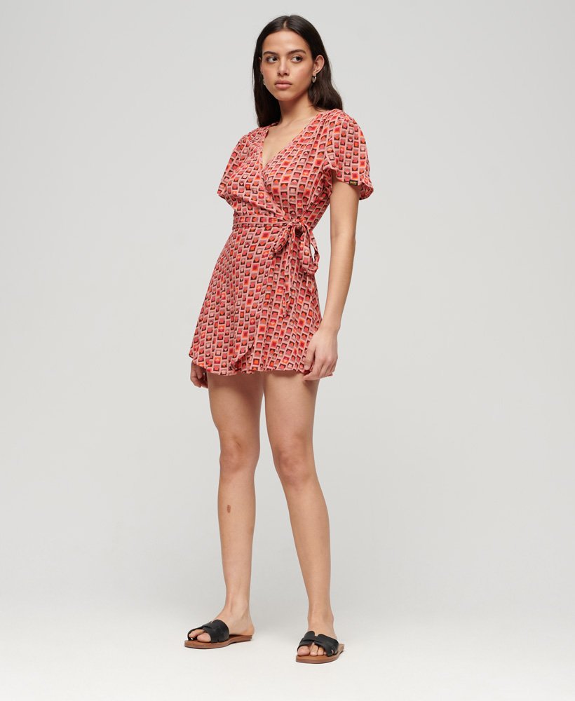 vestido envelope curto vintage em orla geo pink