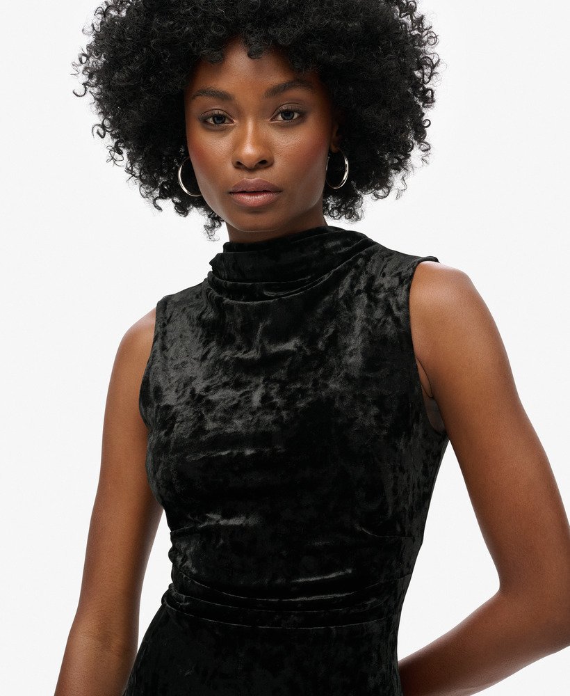 vestido longo de veludo preto