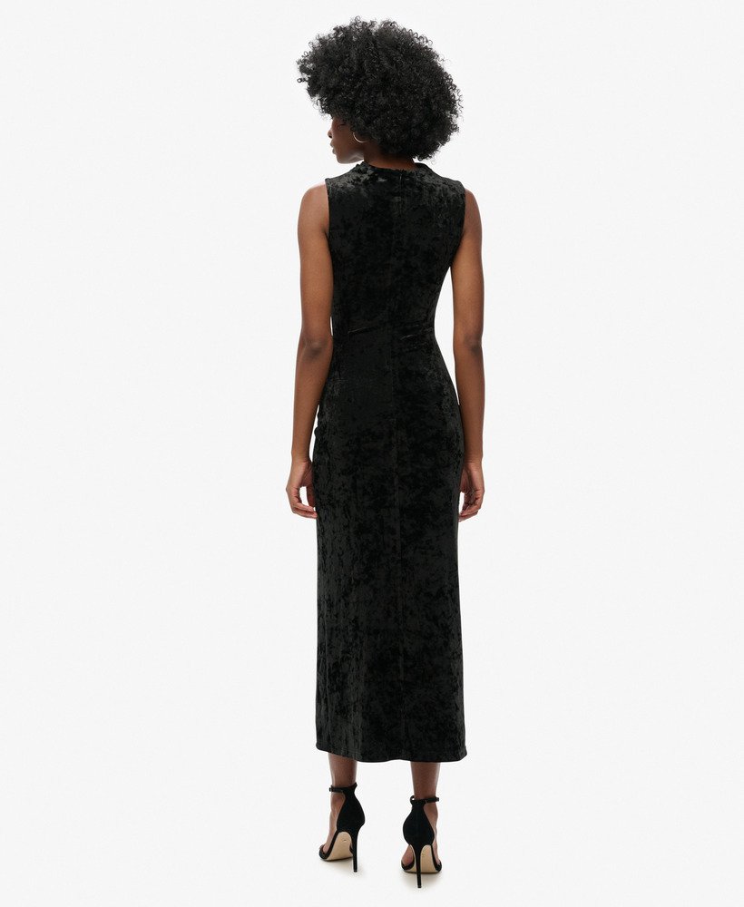 vestido longo de veludo preto