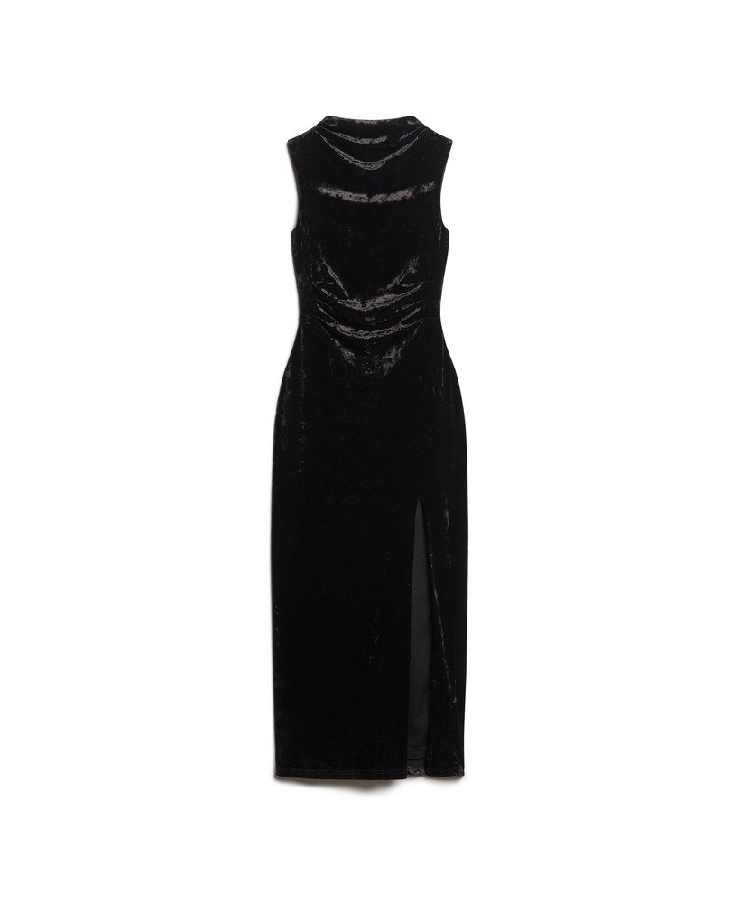 vestido longo de veludo preto