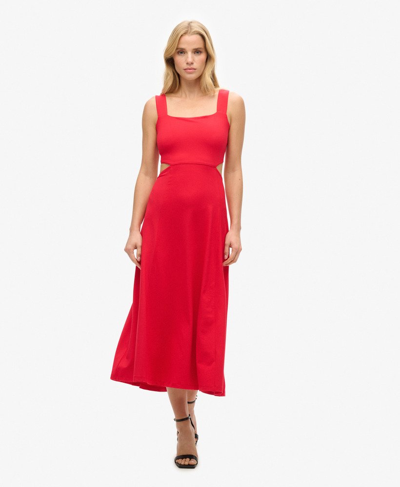 vestido midi com recortes em jersey na cor óticakelly