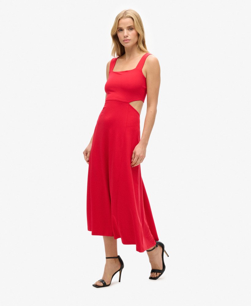 vestido midi com recortes em jersey na cor óticakelly