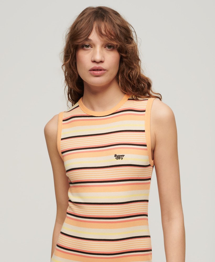 vestido midi canelado justo ao corpo em listras laranja estilo universitário.