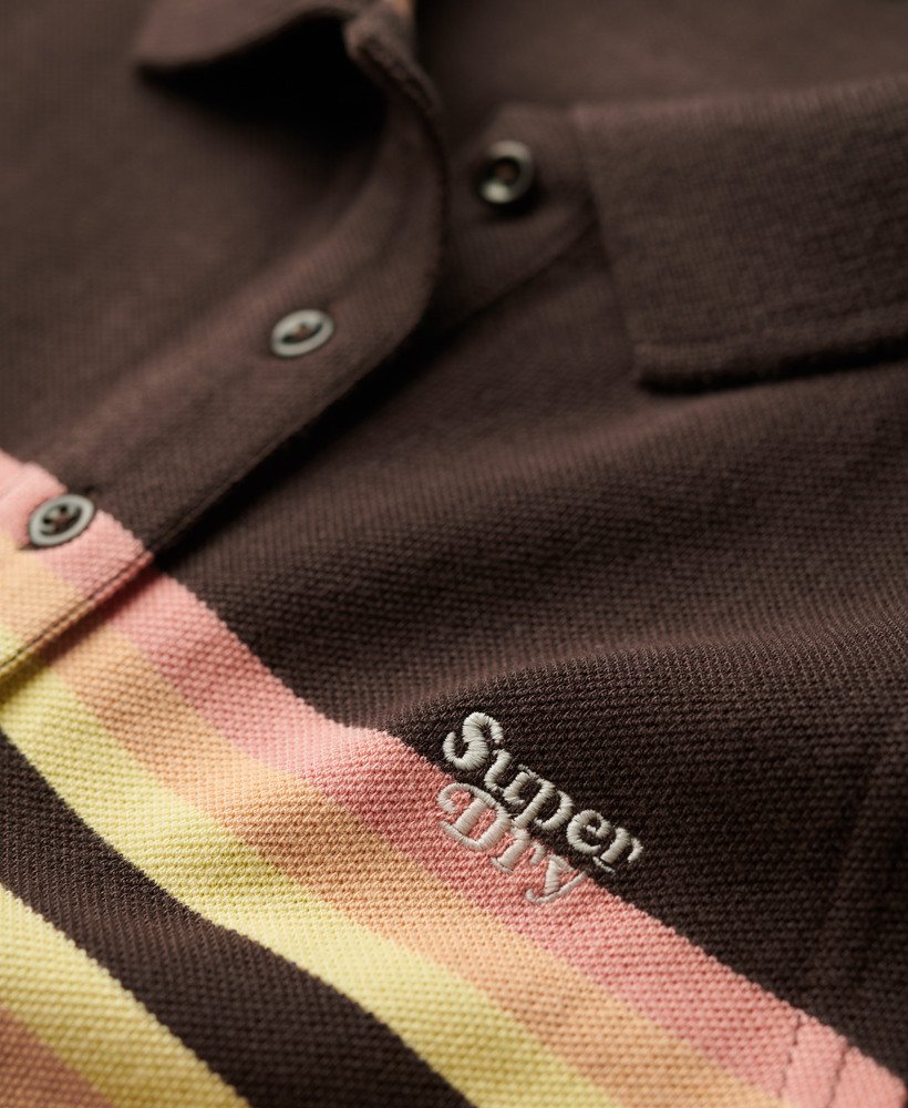 vestido mini polo em malha marrom escuro