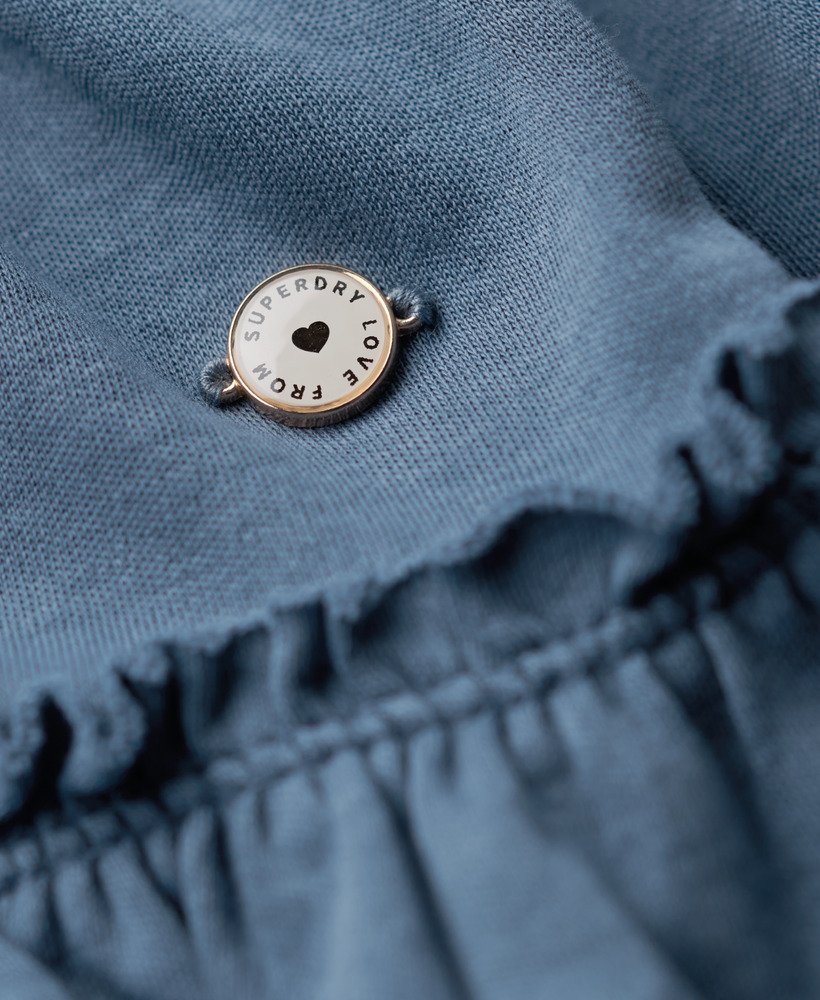 vestido curto de alças finas com camadas em jersey na cor azul marinho.