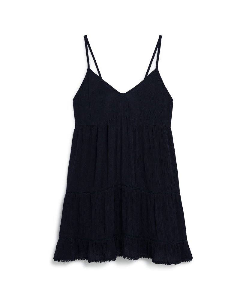 vestido curto de praia estilo camisola na cor azul-marinho eclipse.
