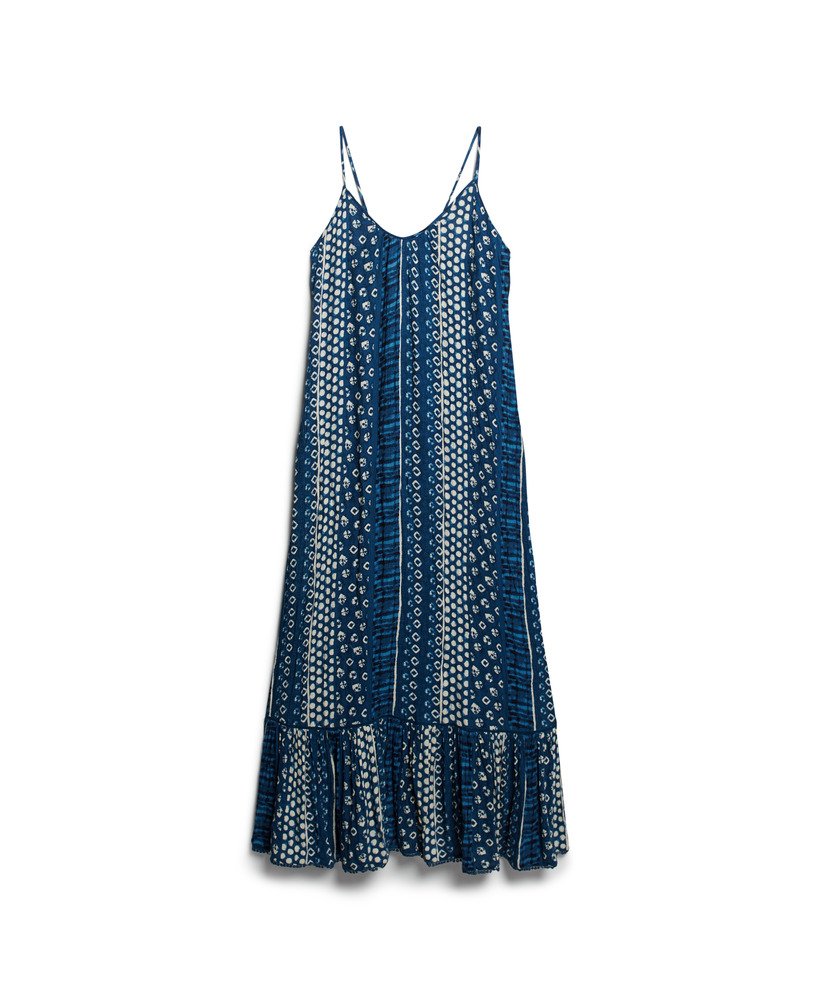 vestido longo de praia estilo camisola na cor azul shirbori