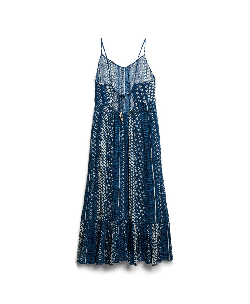 vestido longo de praia estilo camisola na cor azul shirbori