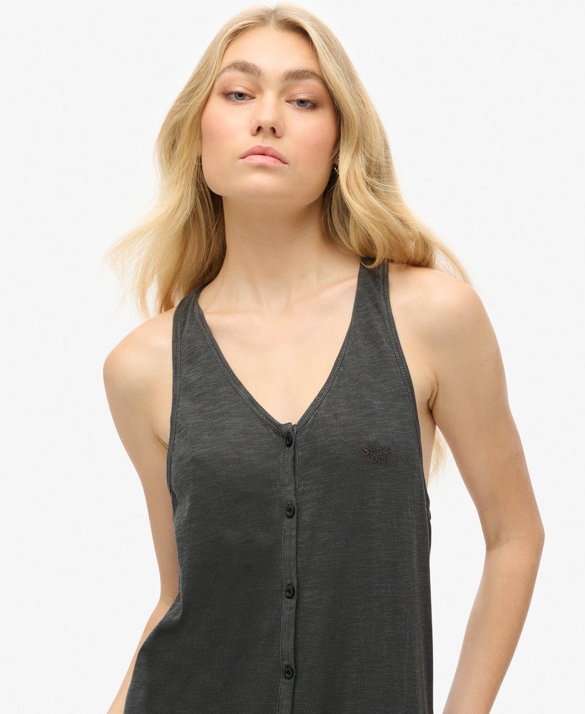 vestido midi de malha jersey estilo colete para praia na cor preta.