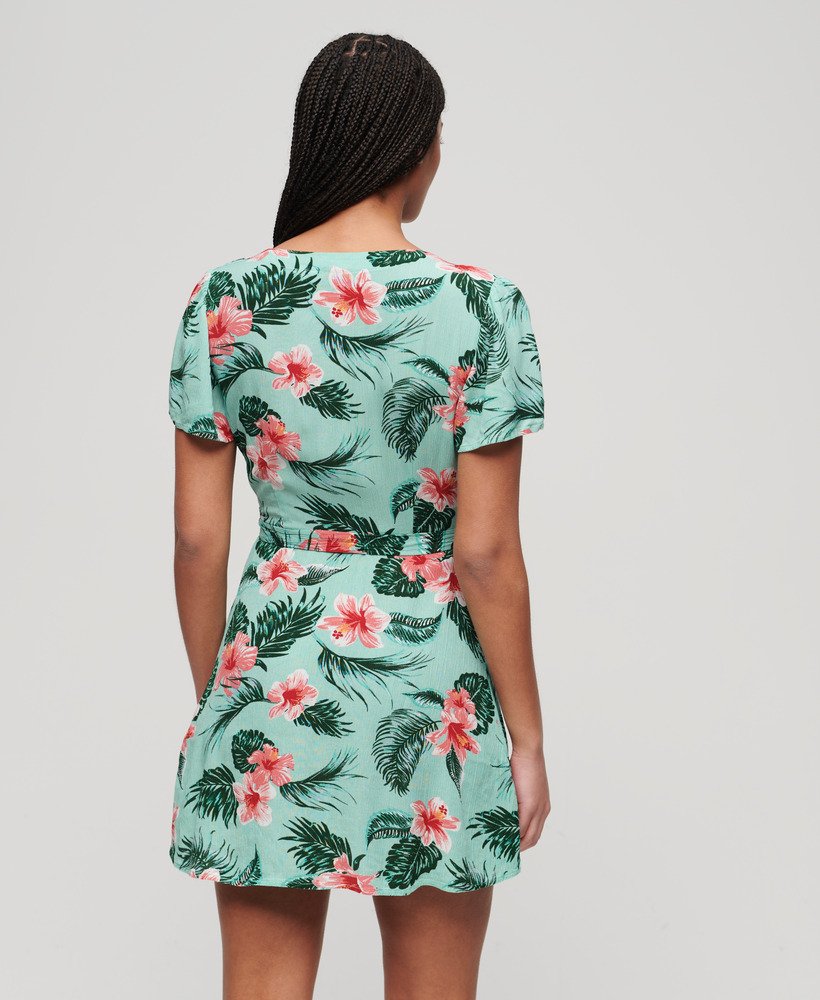 vestido curto envelope estampado em luna rose mint