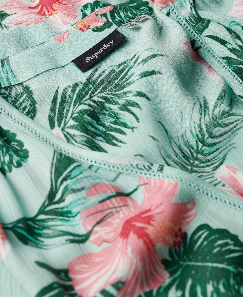 vestido curto envelope estampado em luna rose mint